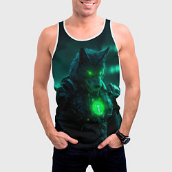 Майка-безрукавка мужская Кибер-волк, цвет: 3D-белый — фото 2
