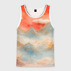Майка-безрукавка мужская Японский пейзаж, цвет: 3D-белый