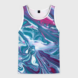 Майка-безрукавка мужская Абстракция бело сине красный мрамор, цвет: 3D-белый