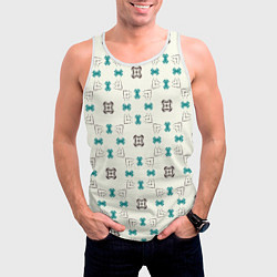 Майка-безрукавка мужская Узорчатый паттерн в квадратных ячейках, цвет: 3D-белый — фото 2