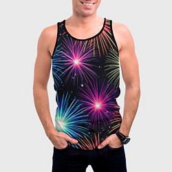 Майка-безрукавка мужская Стилизованный праздничный салют, цвет: 3D-черный — фото 2