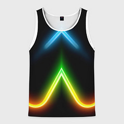 Майка-безрукавка мужская Neon multicolored lines, цвет: 3D-белый