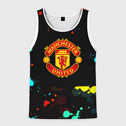 Майка-безрукавка мужская Манчестер Юнайтед краски неон, цвет: 3D-белый