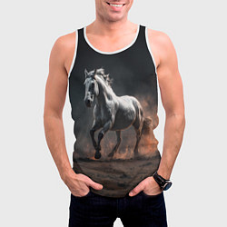 Майка-безрукавка мужская Белая лошадь, цвет: 3D-белый — фото 2