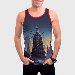 Майка-безрукавка мужская Новогодний Бэтмен, цвет: 3D-красный — фото 2