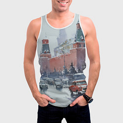 Майка-безрукавка мужская Старинная Москва - новый год, цвет: 3D-белый — фото 2
