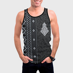 Майка-безрукавка мужская Славянский орнамент с оберегом макошь, цвет: 3D-черный — фото 2