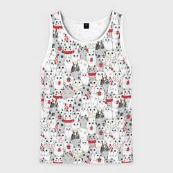 Майка-безрукавка мужская Новогодние котики, цвет: 3D-белый