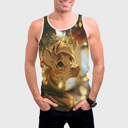 Майка-безрукавка мужская Лошадка любуется елочным шаром, цвет: 3D-белый — фото 2