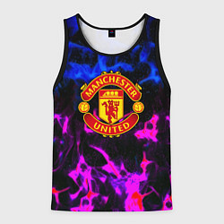 Майка-безрукавка мужская Манчестер Юнайтед огонь неон, цвет: 3D-черный
