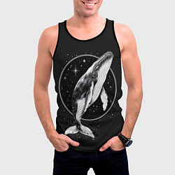Майка-безрукавка мужская Кит в звездном ореоле, цвет: 3D-черный — фото 2