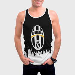 Майка-безрукавка мужская Ювентус белый огонь текстура, цвет: 3D-белый — фото 2