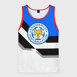 Майка-безрукавка мужская Лестер сити геометрия полосы, цвет: 3D-красный