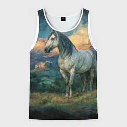 Майка-безрукавка мужская Конь маслом, цвет: 3D-белый
