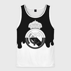 Майка-безрукавка мужская Реал Мадрид огонь белый, цвет: 3D-белый