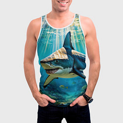 Майка-безрукавка мужская Хищник кораллового рифа, цвет: 3D-белый — фото 2