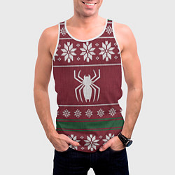 Майка-безрукавка мужская Рождественский свитер Человека паука, цвет: 3D-белый — фото 2