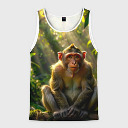 Майка-безрукавка мужская Лесная обезьянка, цвет: 3D-белый