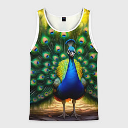 Майка-безрукавка мужская Царственный павлин, цвет: 3D-белый