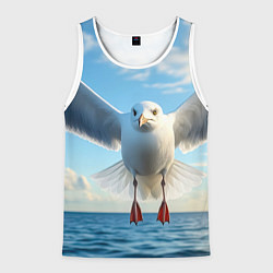 Майка-безрукавка мужская Чайка над волной, цвет: 3D-белый