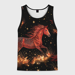 Майка-безрукавка мужская Огненные лошади - паттерн, цвет: 3D-черный