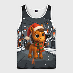 Майка-безрукавка мужская Новогодняя лошадка 2026 год, цвет: 3D-белый