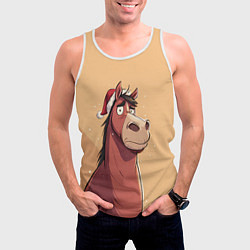 Майка-безрукавка мужская Уставшая за год лошадка, цвет: 3D-белый — фото 2