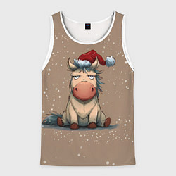 Майка-безрукавка мужская Новогодняя лошадка символ 2026, цвет: 3D-белый