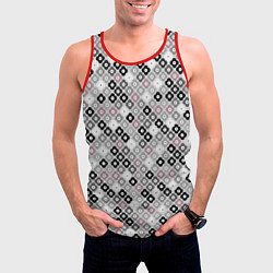 Майка-безрукавка мужская Цветочный серо-розовый узор ретро, цвет: 3D-красный — фото 2