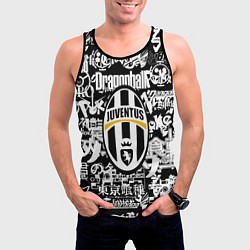 Майка-безрукавка мужская Ювентус аниме черно белые надписи, цвет: 3D-черный — фото 2