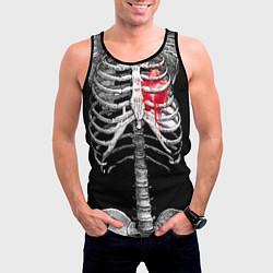 Майка-безрукавка мужская Скелет с сердцем, цвет: 3D-черный — фото 2