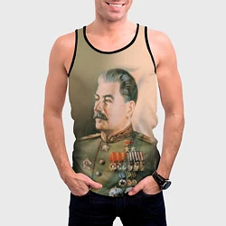 Майка-безрукавка мужская Иосиф Сталин, цвет: 3D-черный — фото 2