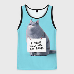 Майка-безрукавка мужская I have resing cat face, цвет: 3D-черный