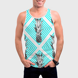 Майка-безрукавка мужская Ананасы 15, цвет: 3D-белый — фото 2