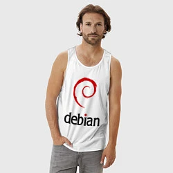 Майка мужская хлопок Debian, цвет: белый — фото 2