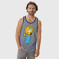 Майка мужская хлопок Maggie Simpson, цвет: синяя тельняшка — фото 2