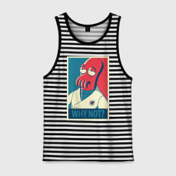 Майка мужская хлопок Zoidberg: Why not?, цвет: черная тельняшка