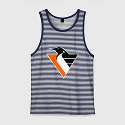 Майка мужская хлопок Pittsburgh Penguins, цвет: синяя тельняшка