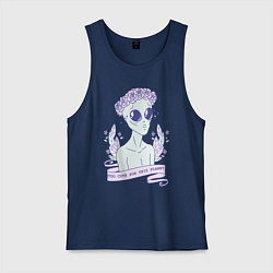 Майка мужская хлопок Cute alien, цвет: тёмно-синий