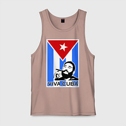 Майка мужская хлопок Fidel: Viva, Cuba!, цвет: пыльно-розовый