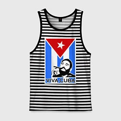 Майка мужская хлопок Fidel: Viva, Cuba!, цвет: черная тельняшка
