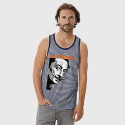 Майка мужская хлопок Dali: Be Genius, цвет: синяя тельняшка — фото 2