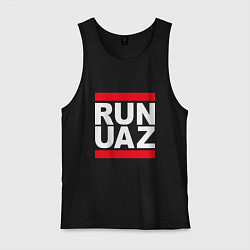 Майка мужская хлопок Run UAZ, цвет: черный