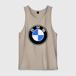 Майка мужская хлопок Logo BMW, цвет: миндальный