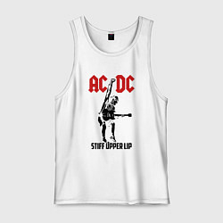 Майка мужская хлопок AC/DC: Stiff Upper Lip, цвет: белый