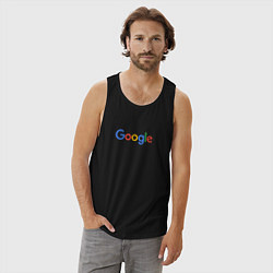 Майка мужская хлопок Google, цвет: черный — фото 2