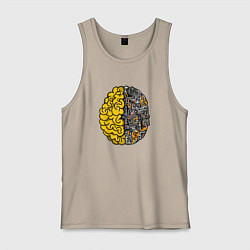 Майка мужская хлопок Мозг инженера, цвет: миндальный