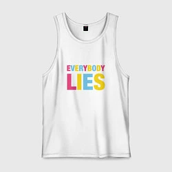 Майка мужская хлопок Everybody Lies, цвет: белый