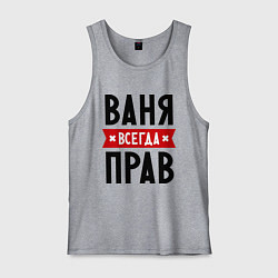 Майка мужская хлопок Ваня всегда прав, цвет: меланж