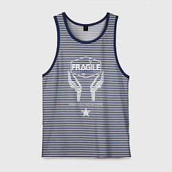 Майка мужская хлопок Fragile Express, цвет: синяя тельняшка